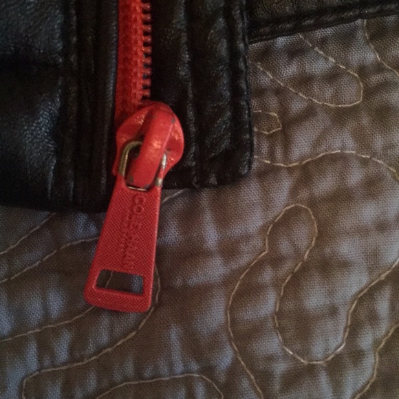Cole Haan Faux Leather Coat (orange trim) - Picture 5 of 6